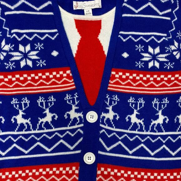 Jolly Sweaters Ugly Christmas Sweater Tie and Cardigan Size Large - Picture 4 of 4